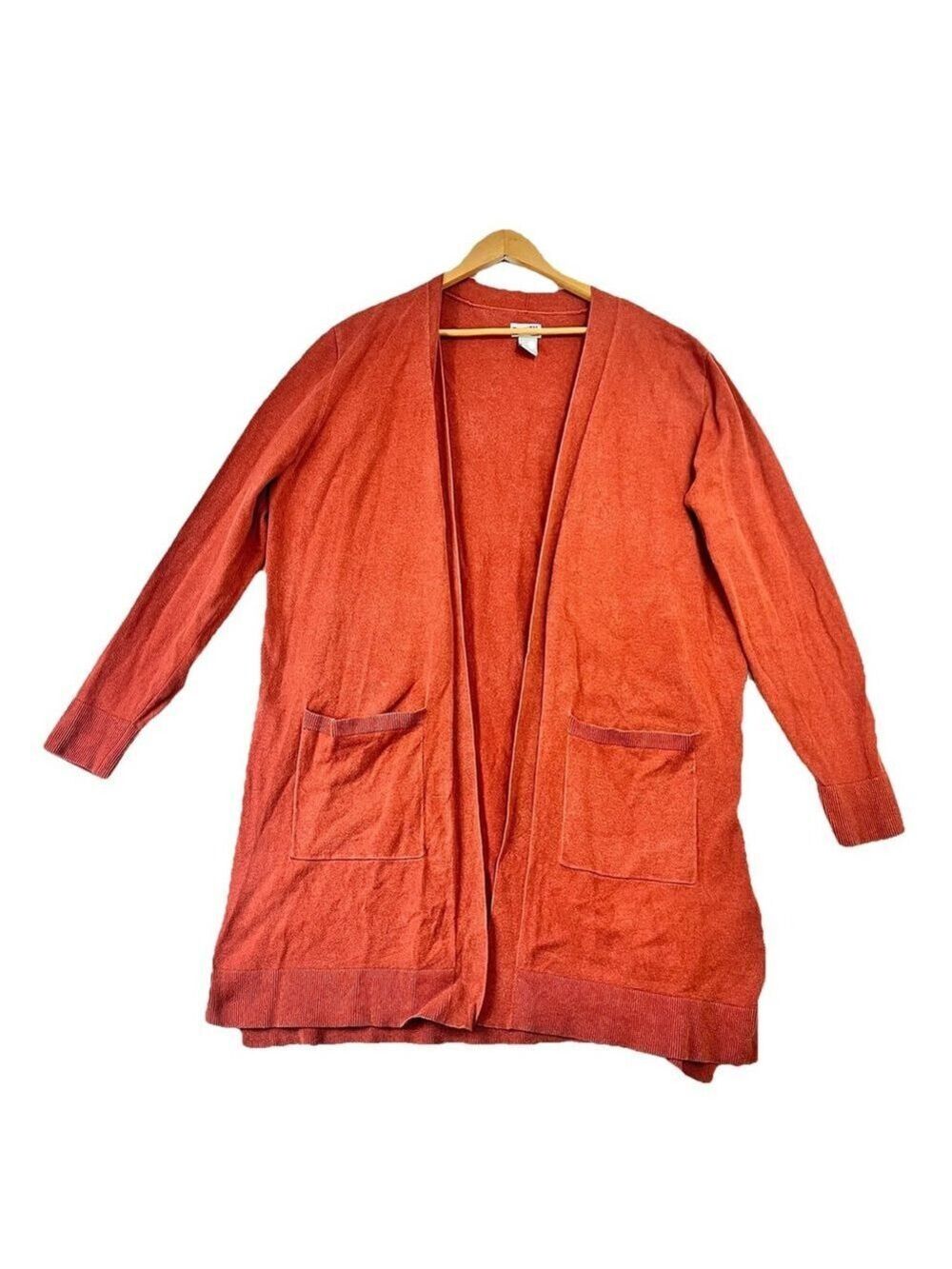 Duluth Shiftless Duster Sweater Women’s Size XL Tunic Open Cardigan Salmon Red